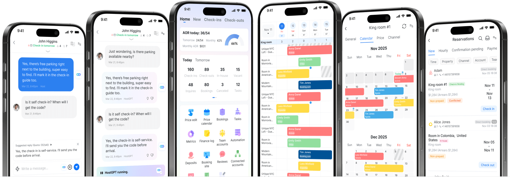 Hostex mobile app screenshots